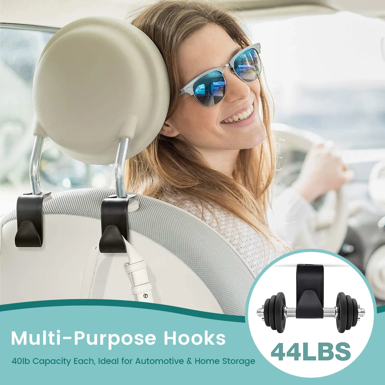 Sheromom's Baby Car Essentials Starter Kit | Backseat Organizer + 2 Sunshades + 2 Hooks + Rear Mirror