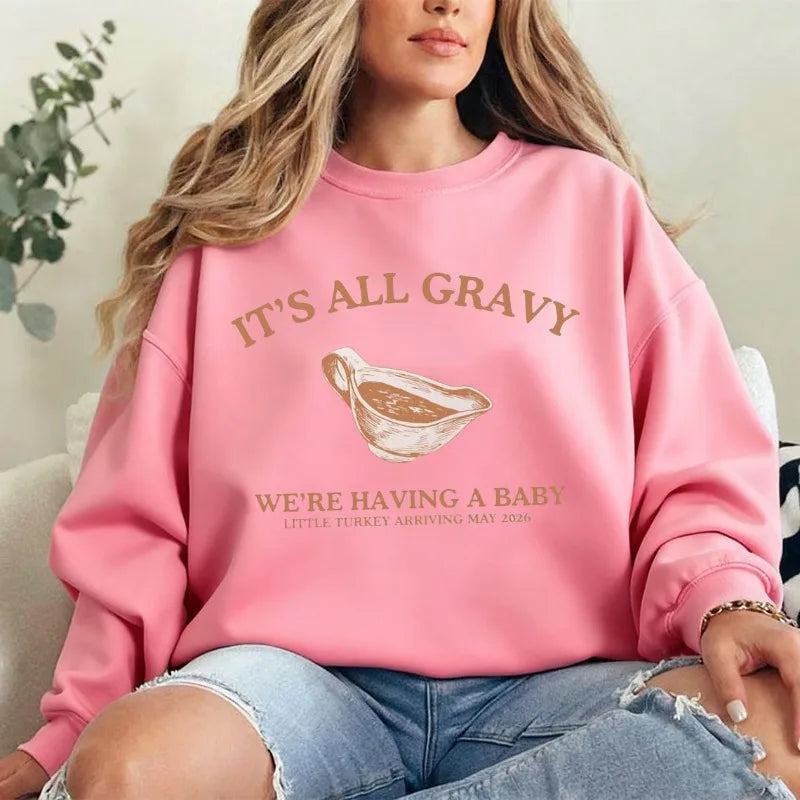 Sheromom's Thanksgiving Pregnancy Announcement Fall Pregnant First Time Mom Gift Thanksgiving Sweatshirt Hoody  Winter Clothes Women