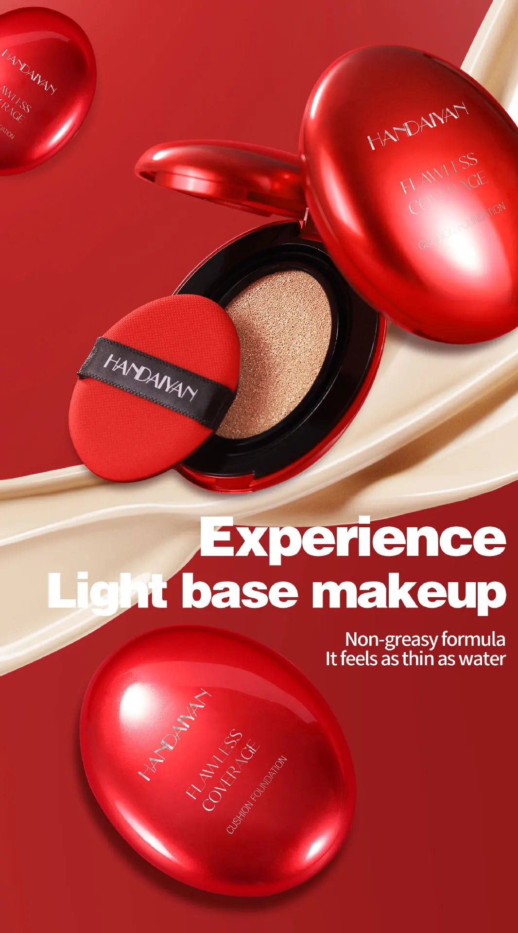 Sheromom's Korean Air Cushion Foundation - Light Natural Moisturizing Concealer Whitening Oil-Control Women's Long-lasting Makeup Base