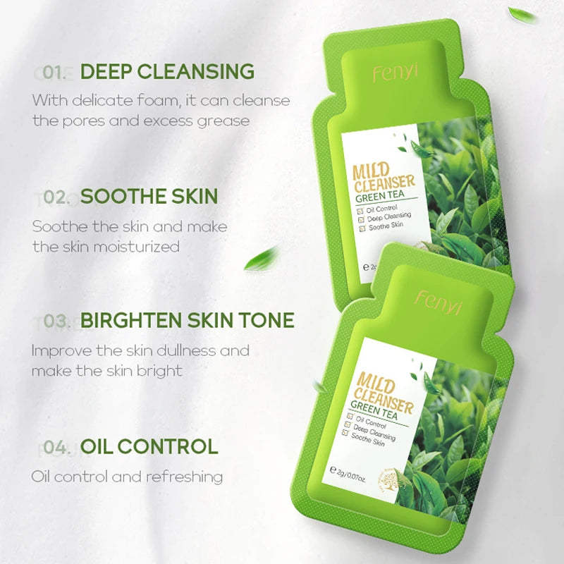 Sheromom's 4pcs Green Tea Skin Care Sets Trial Pack Korean Cosmetics Acne Treatment Face Cream Eye Cream Face Care Set for Women Sakura Kit