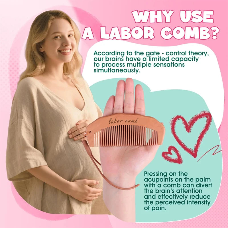 Sheromom's 3/2/1pcs Birth Comb & Massage Roller Ball Kit for Women Labor and Delivery Essentials, Wooden Labor Comb Pregnancy Must Haves