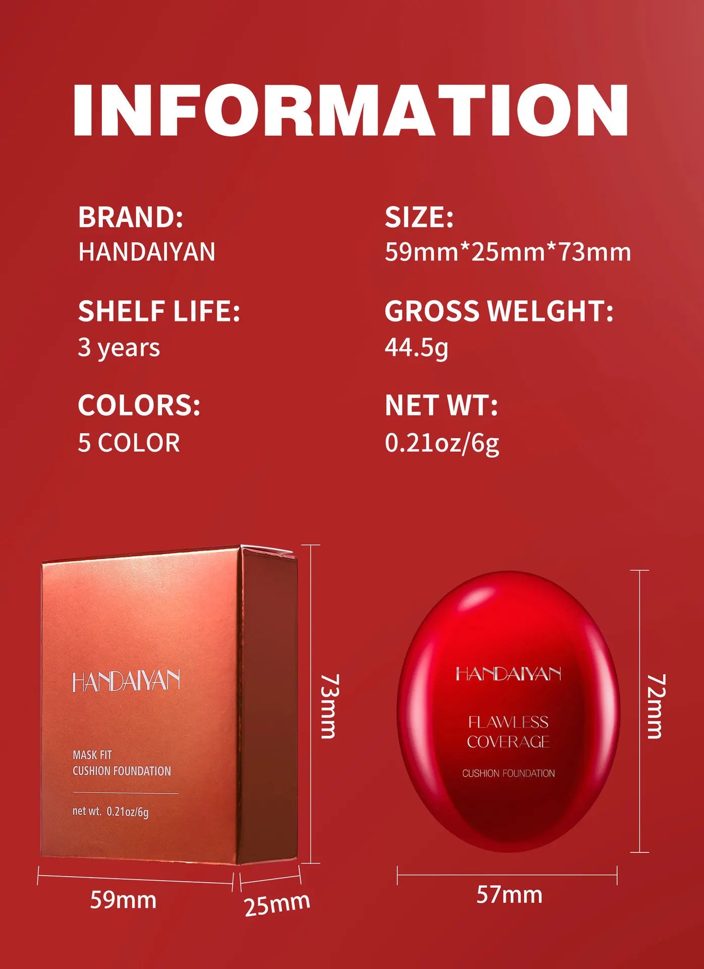 Sheromom's Korean Air Cushion Foundation - Light Natural Moisturizing Concealer Whitening Oil-Control Women's Long-lasting Makeup Base