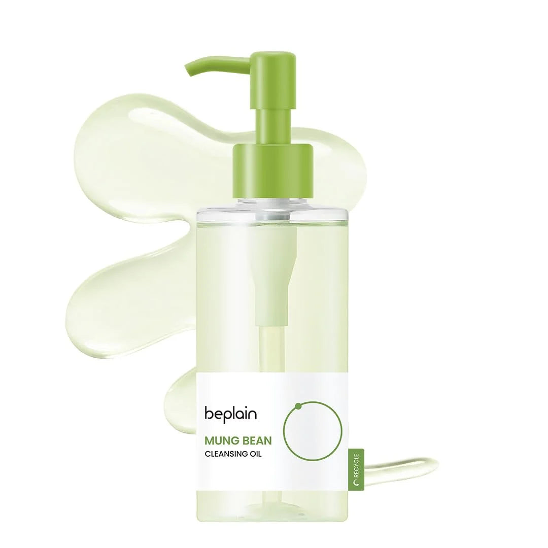 Sheromom's Korean Beplain Mung Bean PH-Balanced Cleansing Foam,Pore Care Serum Gentle Cleansing Oil and Face Clay Mask Facial Skincare Set